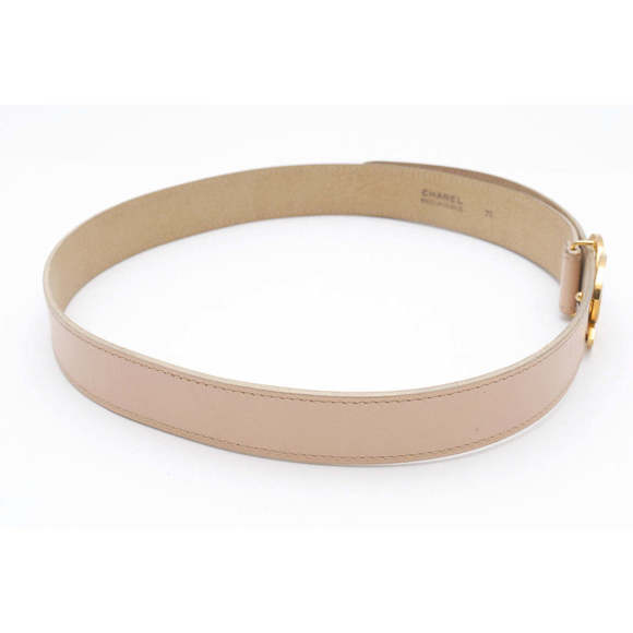 Chanel Calf Leather Gold CC Logo Beige Waist Belt - Picture 4 of 7